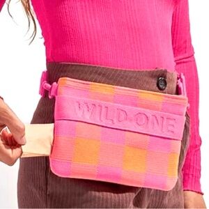 Wild One x Isaac Mizrahi Pink Checkered Crossbody Fanny Pack Pouch